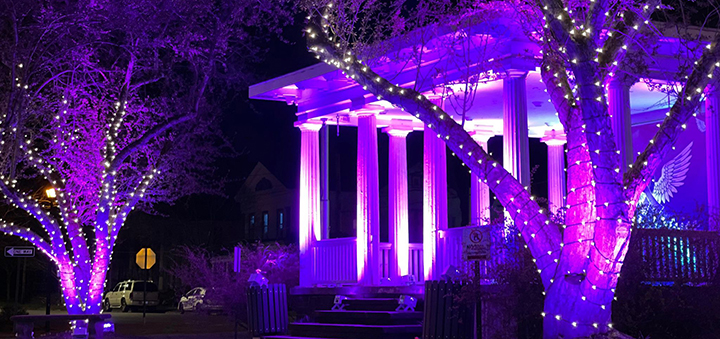 Live Event NY sponsors domestic violence lighting display in Oxford